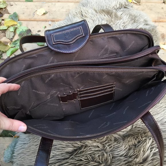 Mouflon brown vegan leather satchel briefcase - Picture 7 of 10